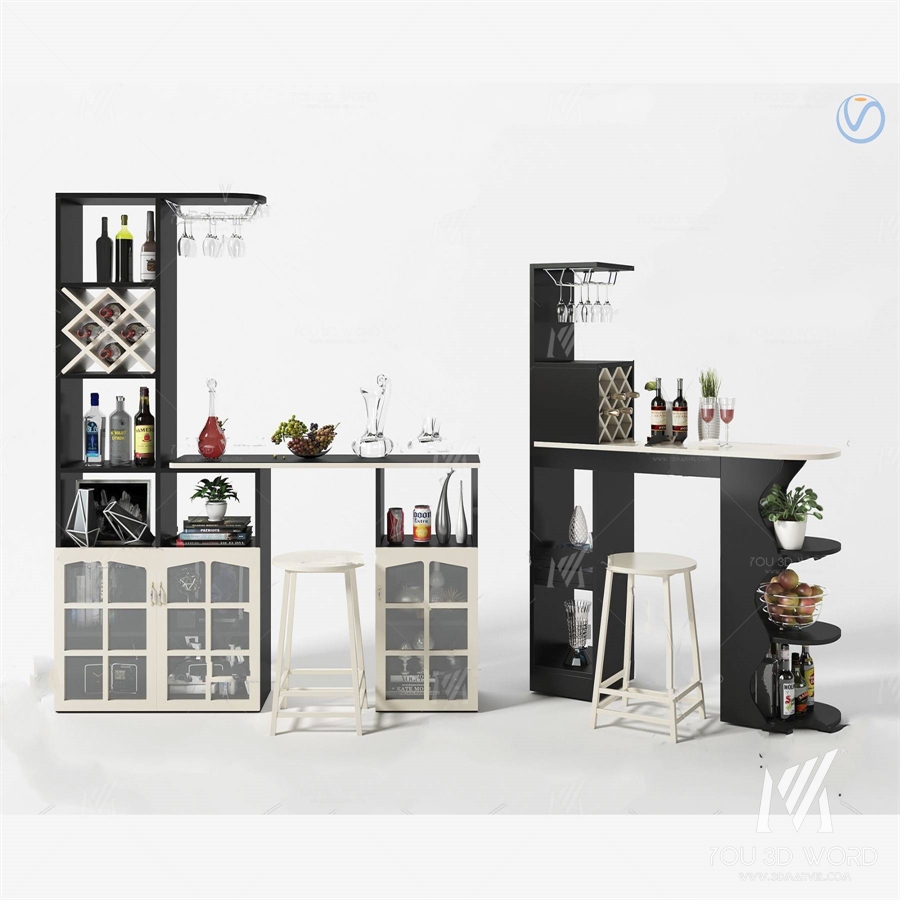 Modern all-in-one bar counter 3d model